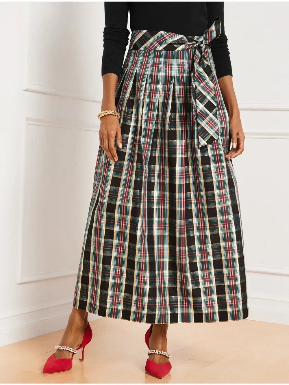Talbots Metallic Plaid Taffeta Patio Skirt